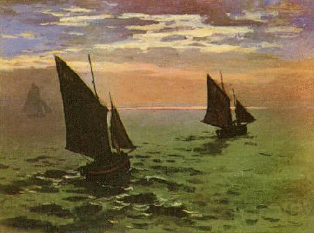 Claude Monet Fishing Boats at Sea France oil painting art